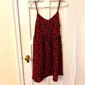 Black and red floral spaghetti strap dress